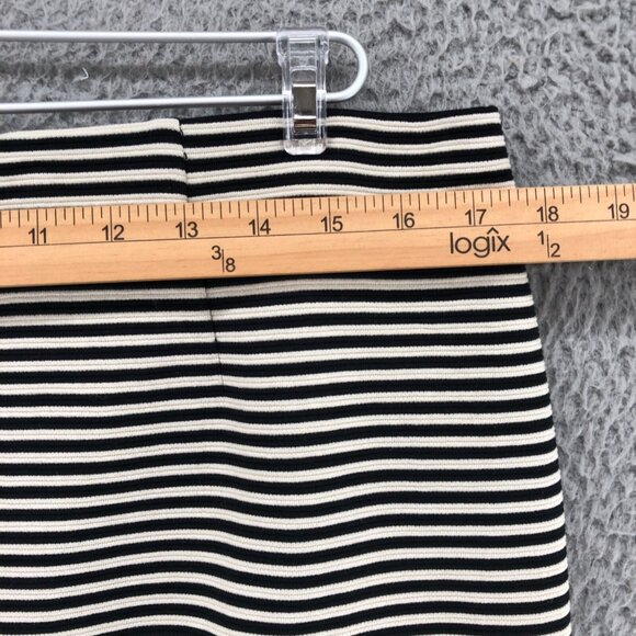 J Jill Skirt Women Medium Ivory Stripe Knee Length Straight Pull On Stretch Knit - Picture 8 of 10